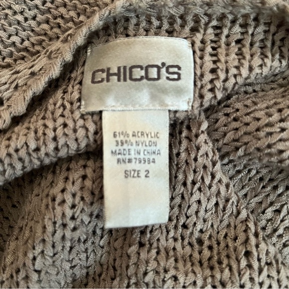 Chico's Taupe Knit Cardigan with Gold & Bronze Accents - Picture 2 of 6